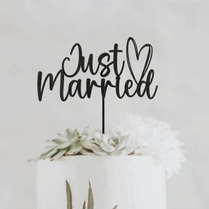 Just Married Cake Topper, Personalized Wedding Cake Topper, Custom Just Married Cake Topper for Weddings, Rustic Just Married Cake Topper