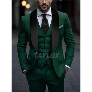 Smaragdgroen smokingkostuum | Smokingstijl | Op maat gemaakte pasvorm | Rayon badstof | Formele kleding | Bruiloft | Schoolbal | ZakelijkAnzug