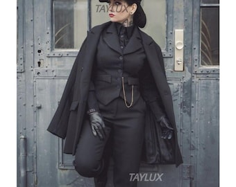 TAYLUX Completo nero da donna Peaky Blinders / Completo da gangster vintage in 3 pezzi / Costume cosplay ispirato agli anni '20 su misura