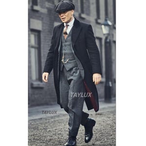 TAYLUX Vintage Houndstooth Tweed Overcoat Men | 1920s Peaky