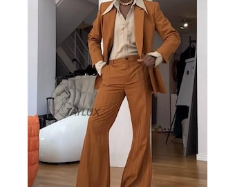 メンズ 1970年代 コーデュロイパンツ、ヴィンテージブラウンパンツ