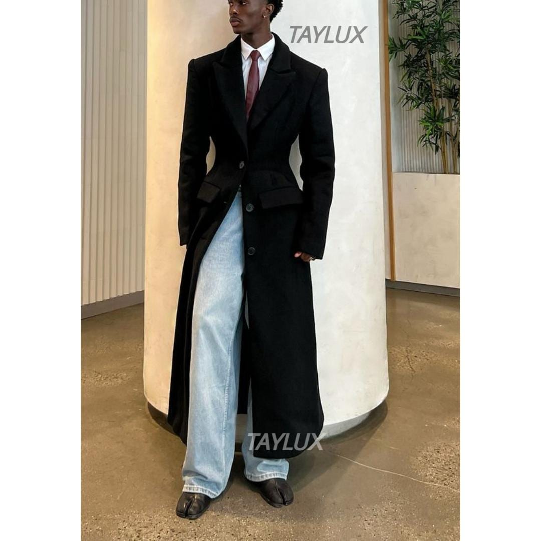 Peak Lapel Long Coat - Etsy