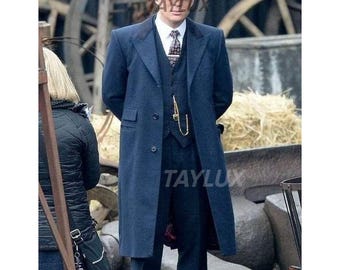 Op Peaky Blinders geïnspireerde driedelige kostuumset voor heren uit de jaren 1920 met lange overjas | Vintage gangsterstijl | TAYLUX Classic Edition Europees| Casual