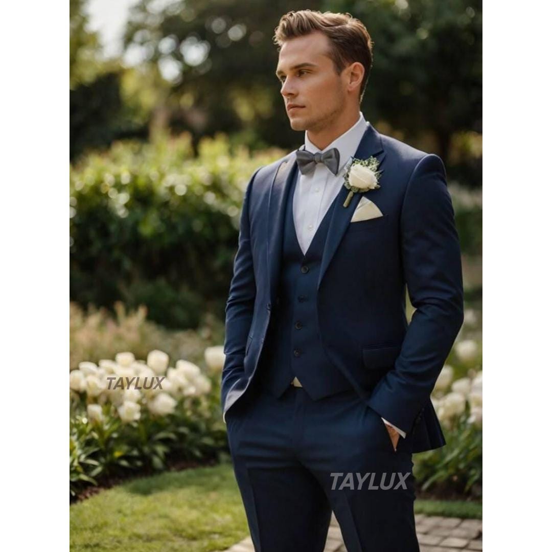 Midnight Navy 3-piece Suit for Mens | Tailored Slim Fit | Wedding