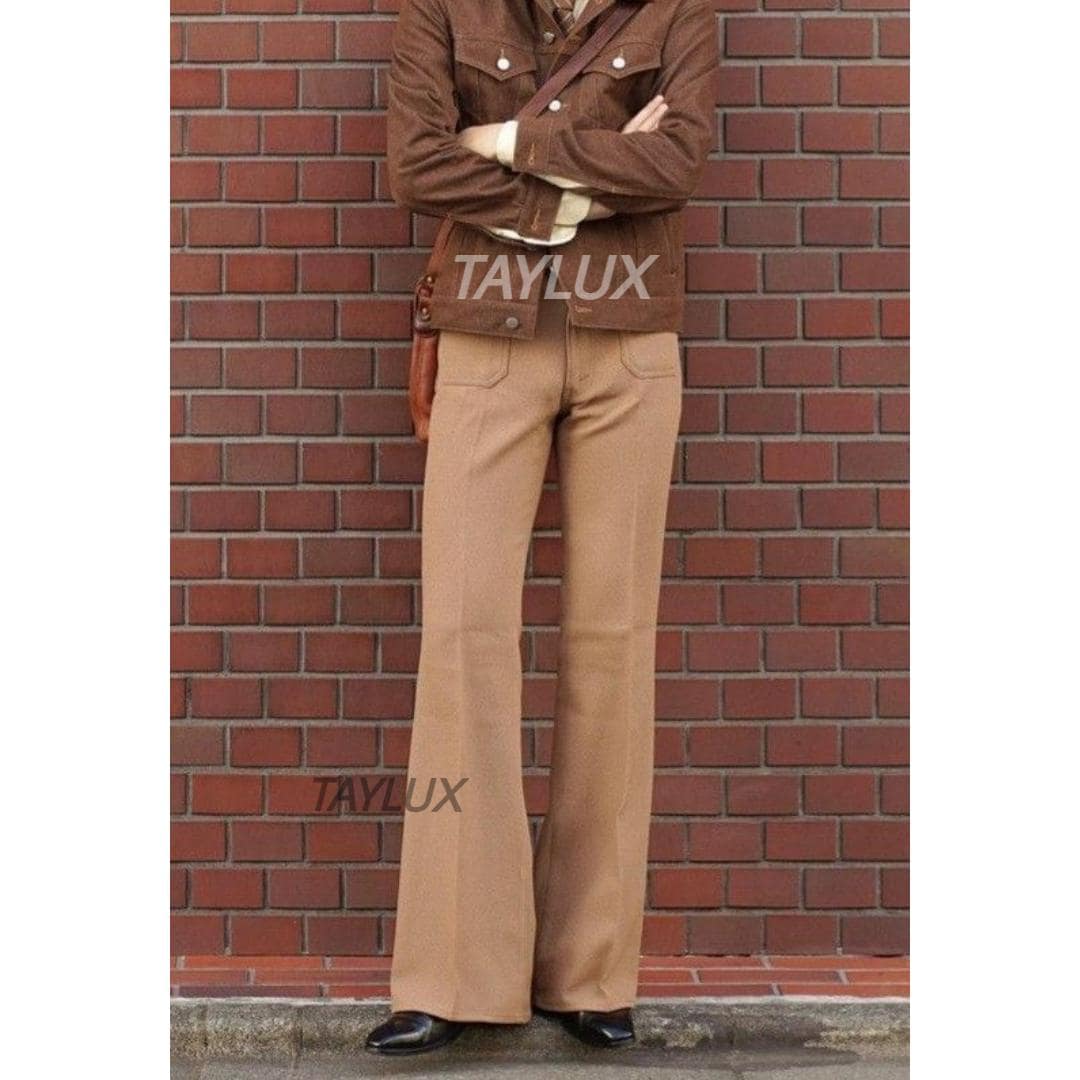 70s Cream Flared Pants – Retro Wide Leg Trousers – Vintage Style