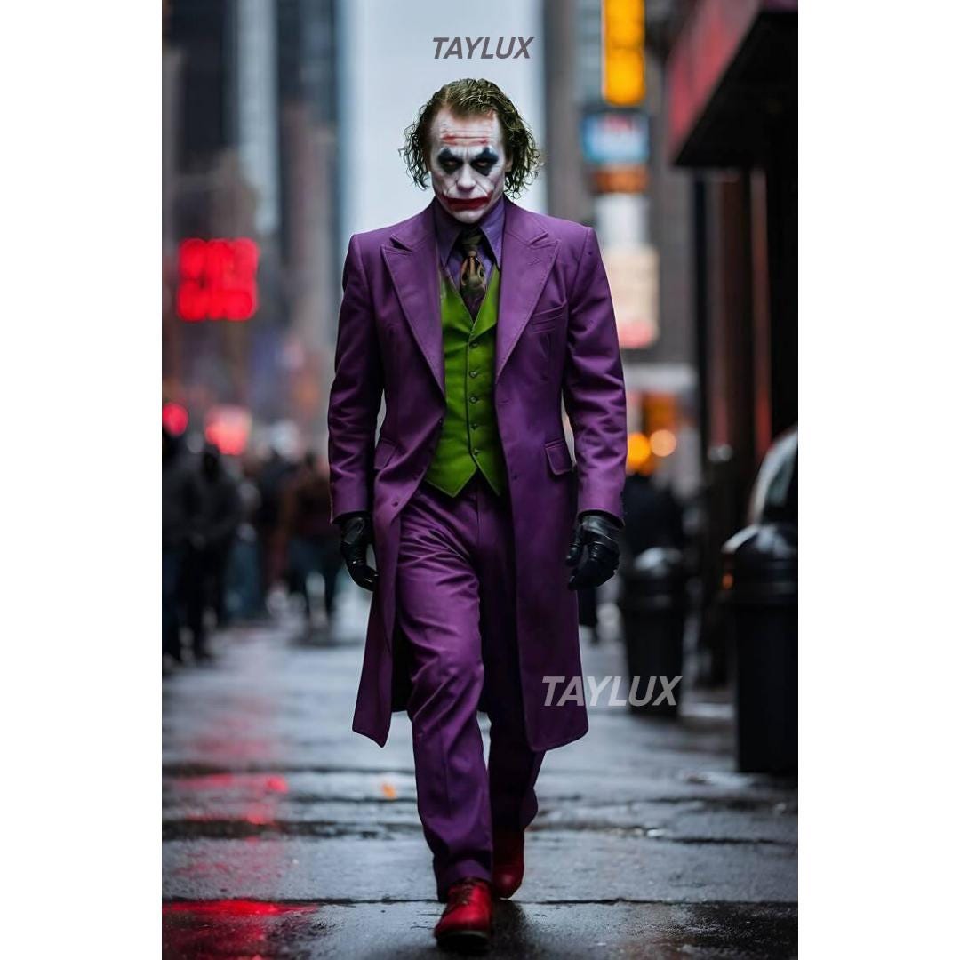 Taylux Purple Joker Cosplay 3-piece Tailcoat Suit With Green Vest