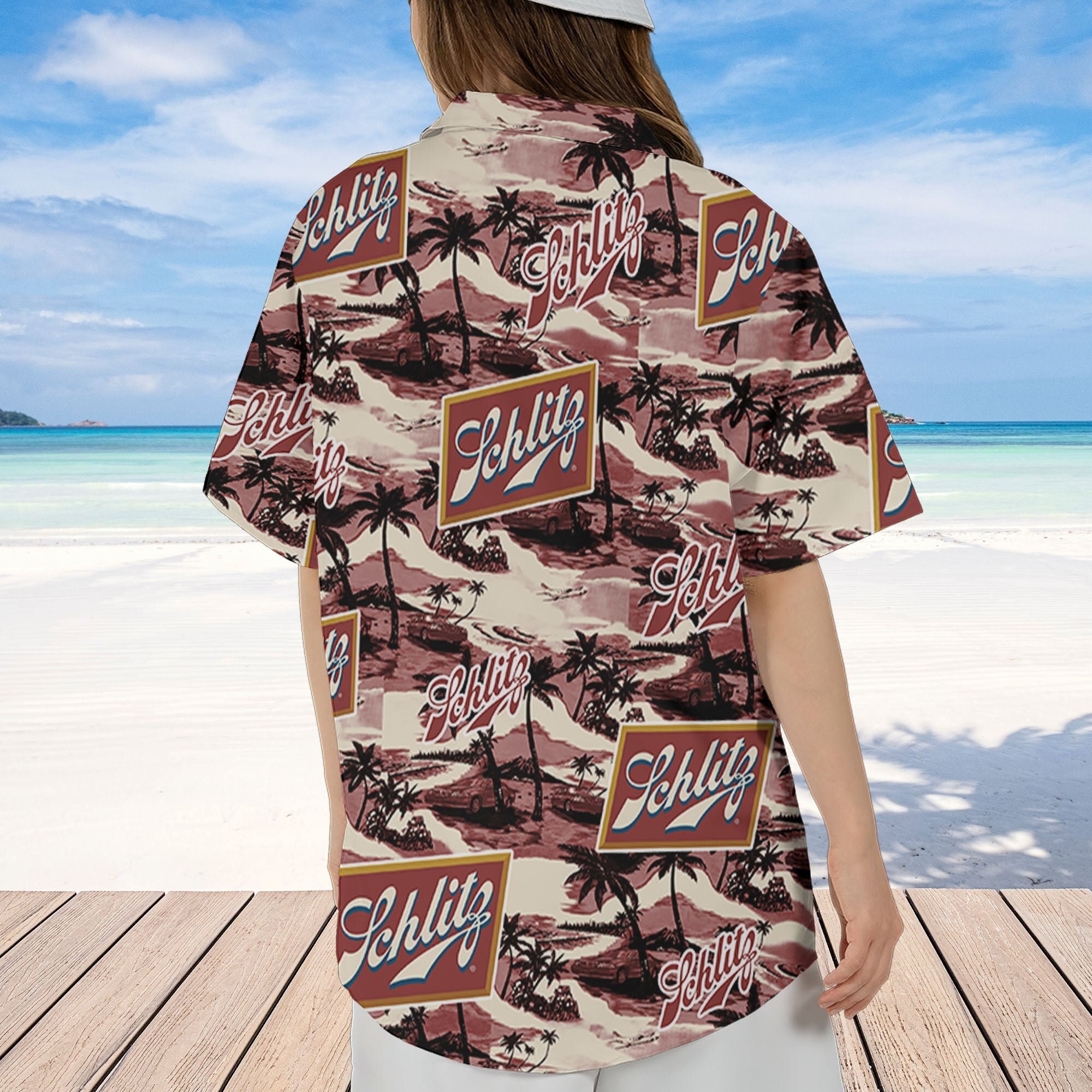 Schlitz Hawaiian Sea Island Pattern Shirt, hawaii beer Loves Shirt,
