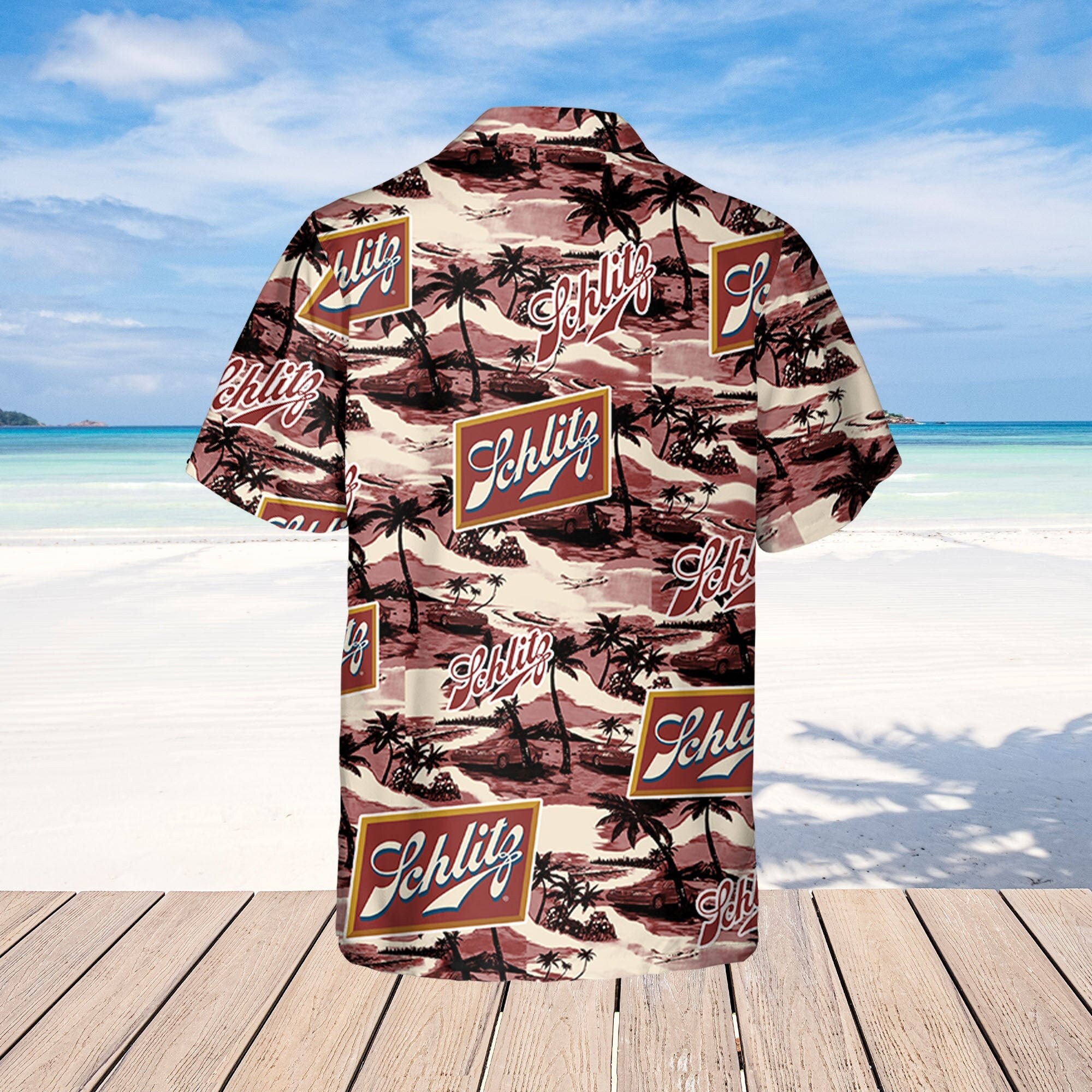 Schlitz Hawaiian Sea Island Pattern Shirt, hawaii beer Loves Shirt,