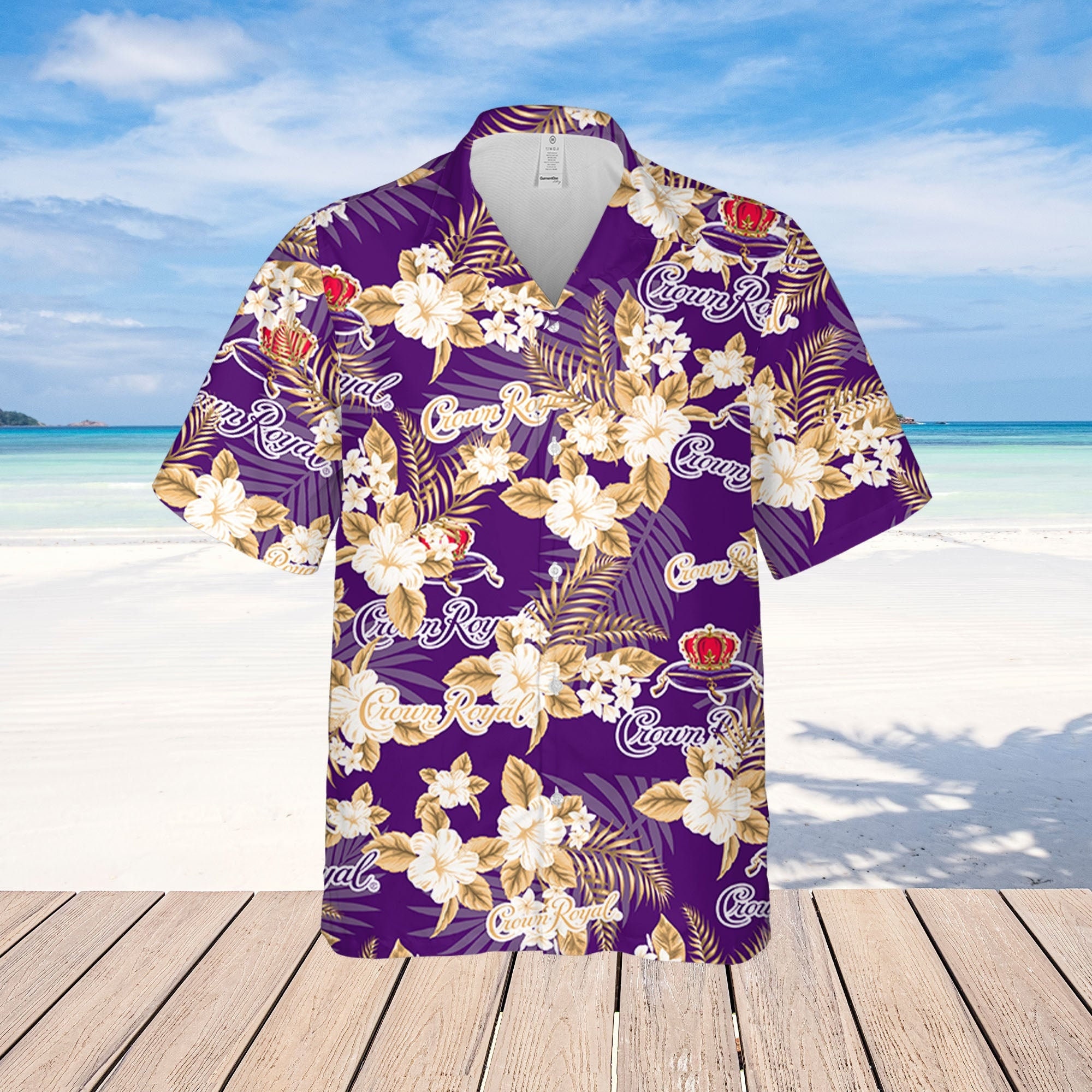 Crown Royal Whiskey Hawaiian Flowers Pattern Shirt, hawaii beer Loves Shirt