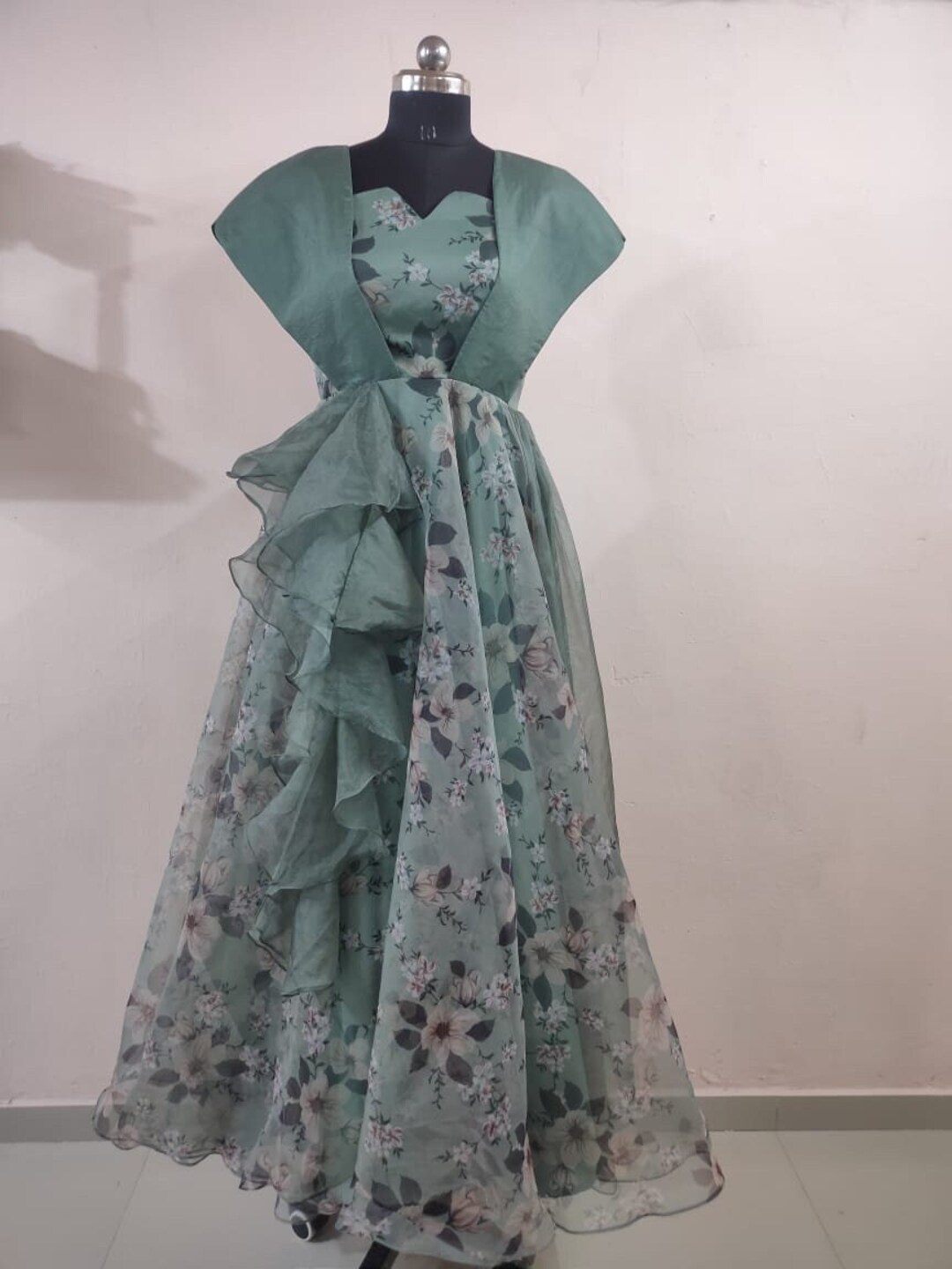 Organza floral long frocks sale