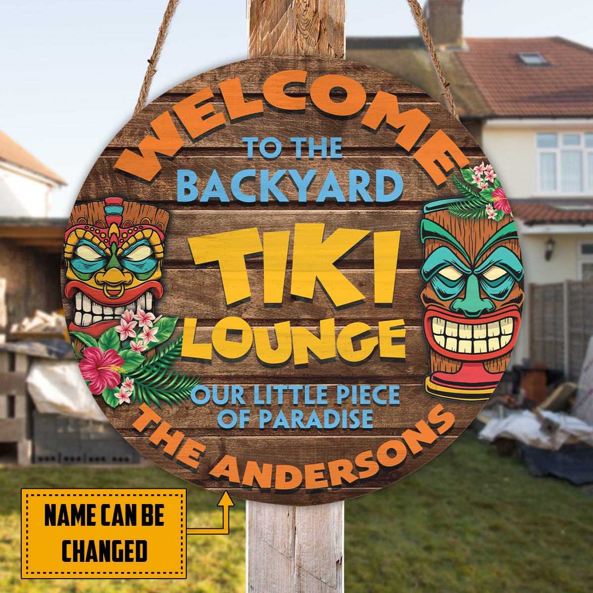 Personalized Tiki Bar Round Wood Sign Tiki Bar Tiki Hut Tiki