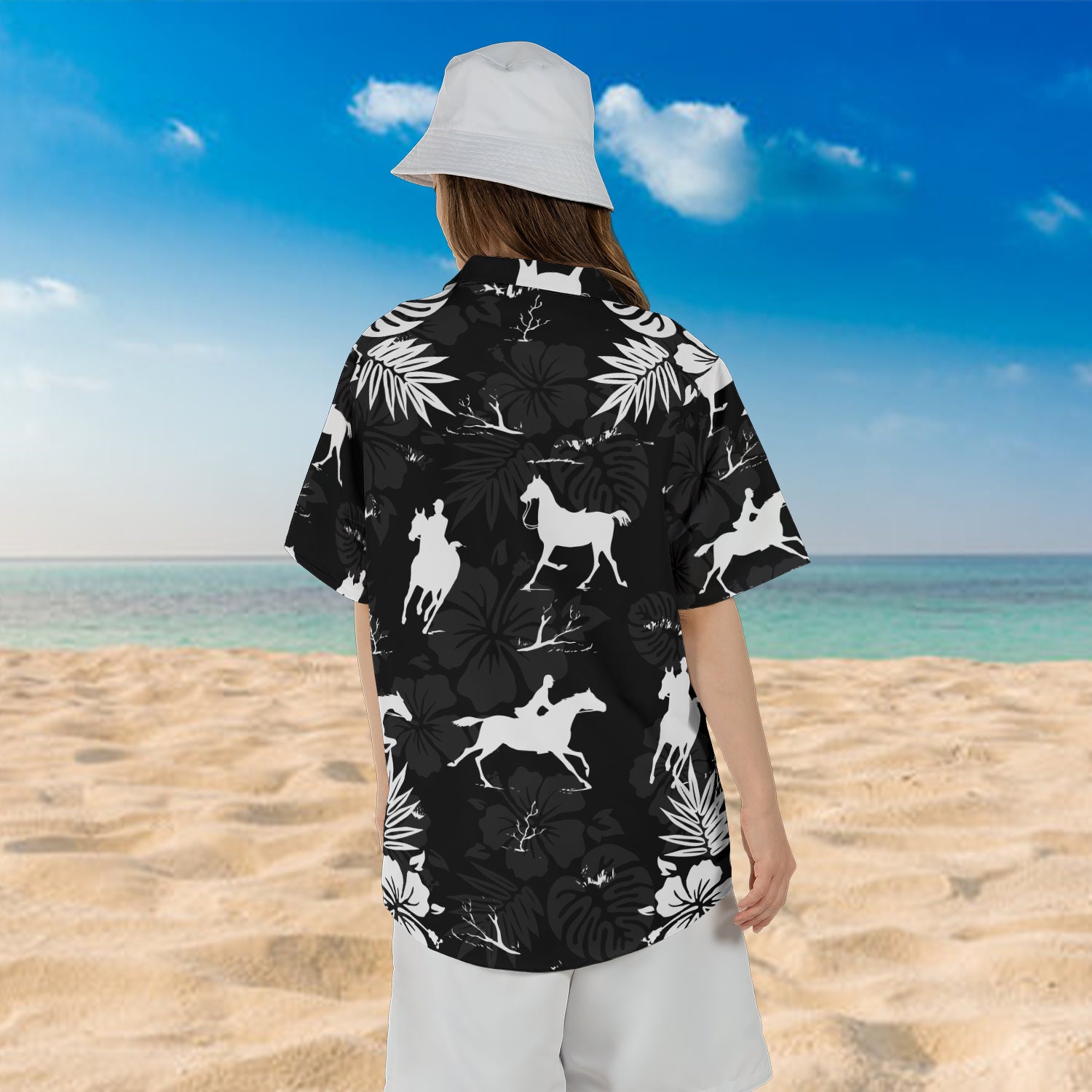 Personalized Horse Riding Tropical Hawaiian Shirt, Cowboy Western Aloha Shirt, Short Sleeve Aloha Shirt, Summer Shirts, Horse Racing Shirt
