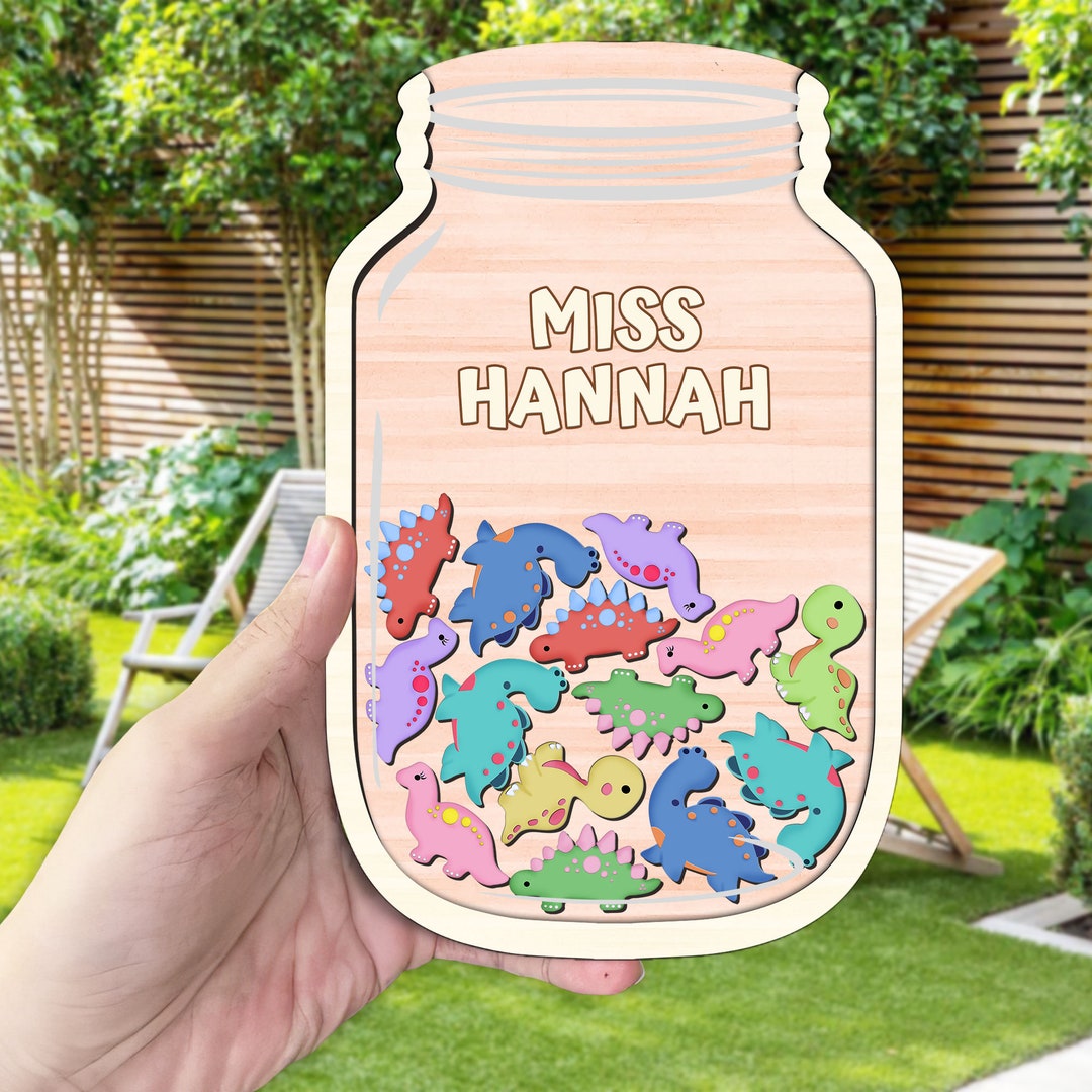 Dinosaur Reward Jar With Charm, Tokens, Colorful T-rex Jar Chore Chart ...