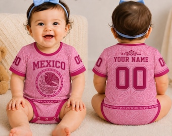 Personalized Mexico Baby Soccer Bodysuit, Mexico Football Baby Onesie, Custom Name Baby Outfit, Game Day Baby Clothes, Mexico Fan Baby Gift