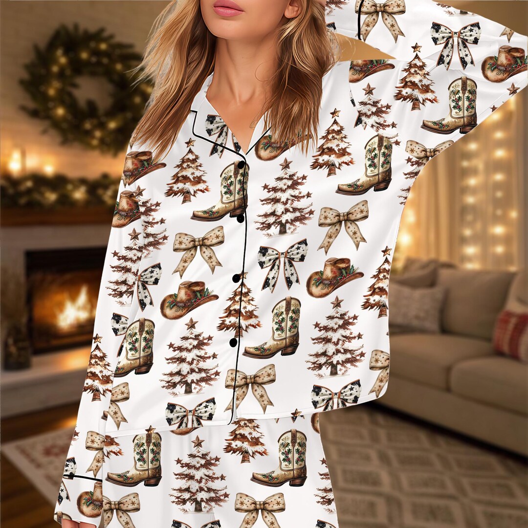 Western Christmas Pajamas, Cowgirl Pjs, Women’s Holiday Pjs Set, Rodeo — free download