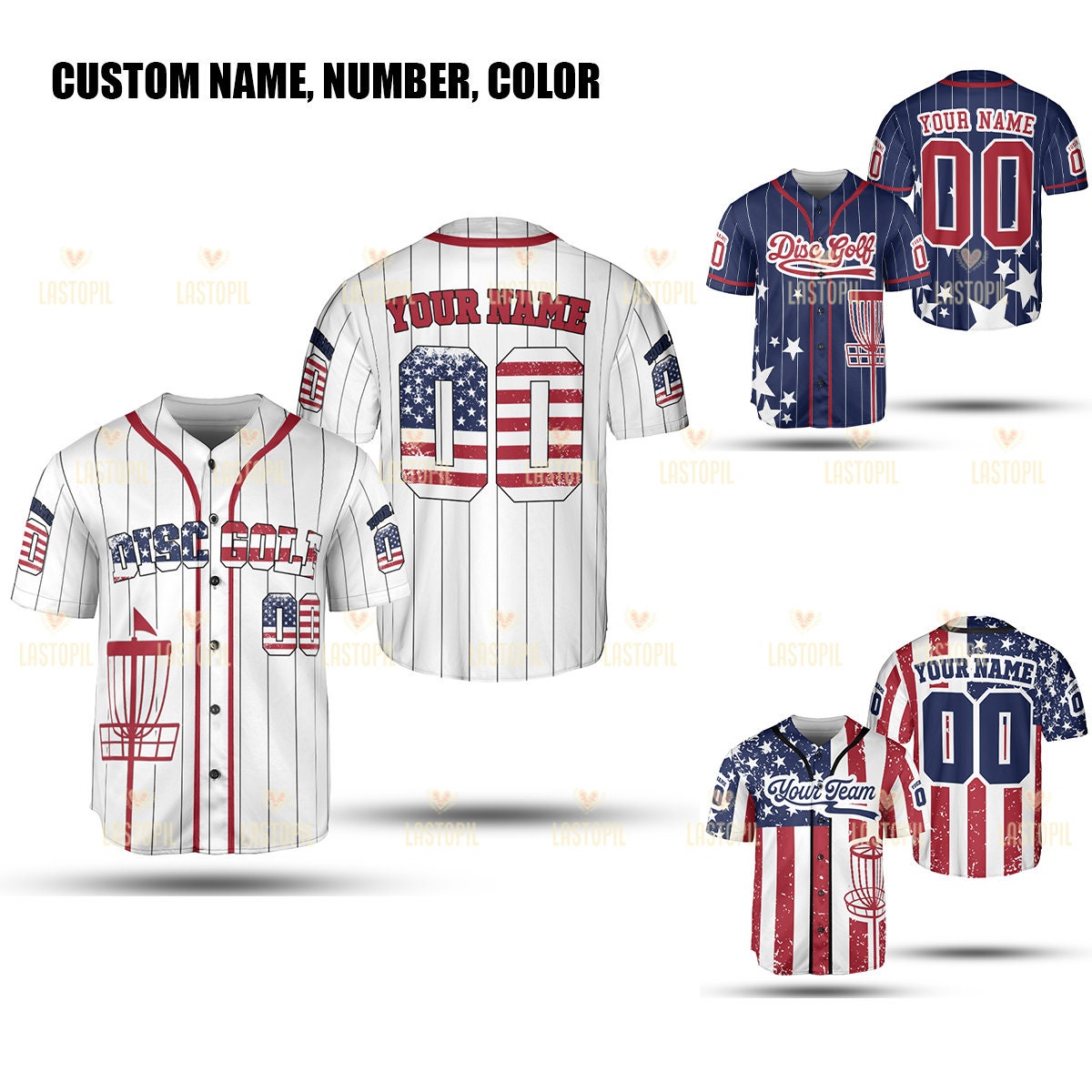 Personalized America Disc Golf Baseball Jersey Disc Golf Team Shirt