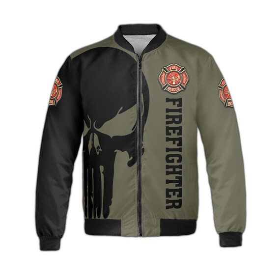 Firefighter Bomber Jacket, Fire Department Gift for Men, Fireman 