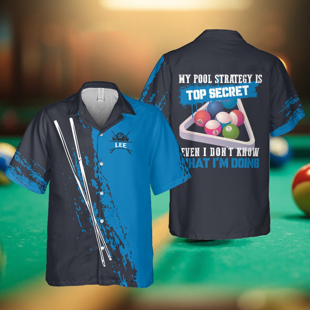 Personlaized My Pool Stategy Billiard Hawaiian Shirt Billard Team Hawaii Shirt Billiards Shirt Pool Player Gifts Gifts For Bachelor Party