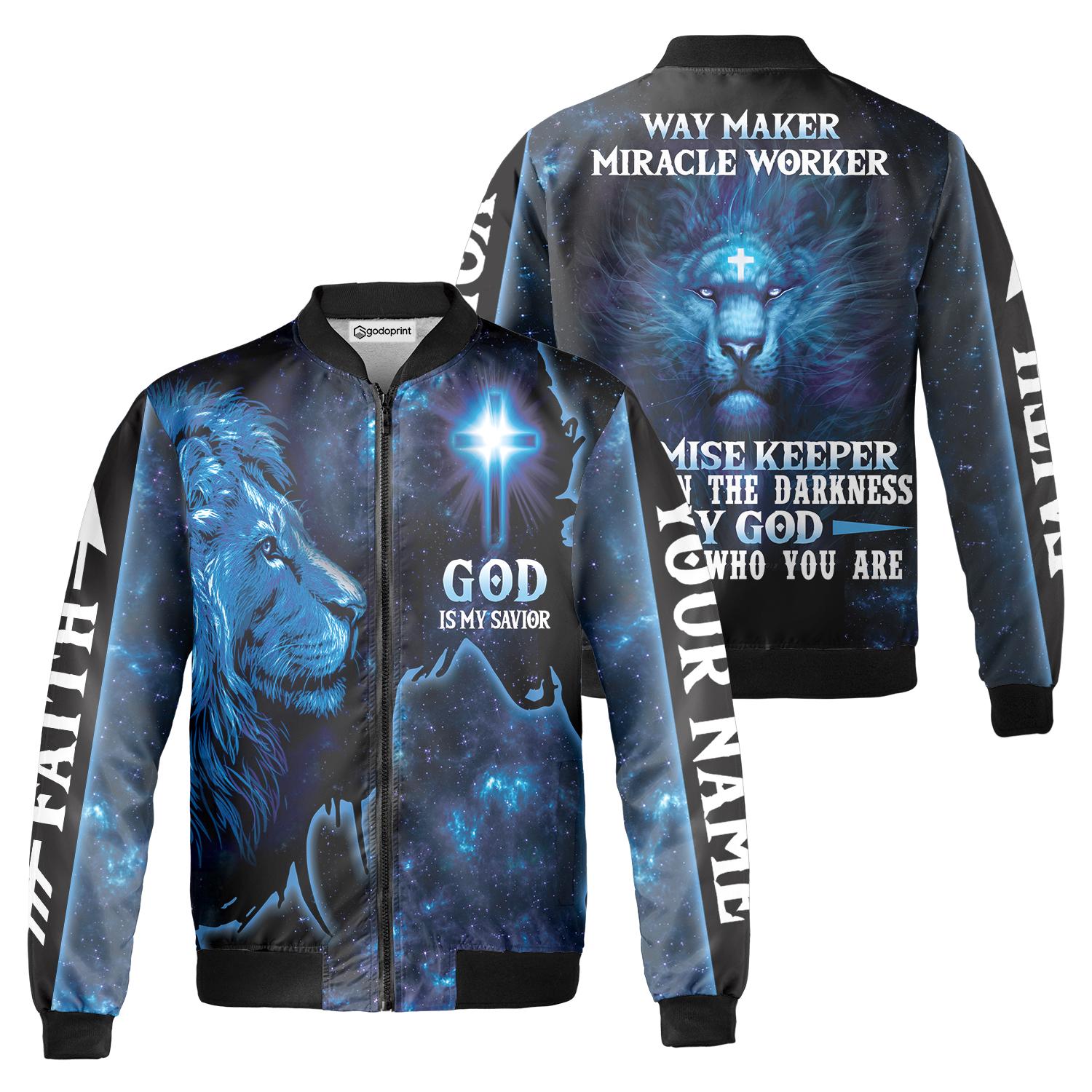 God is My Savior Bomber Jacket, Christian Baseball Jacket, Faith 