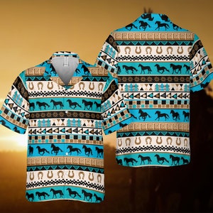 Native Horse Tribal Dreamcatcher Hawaiian Shirt, Western Cowboy Shirt, Summer Aloha Shirt, Kentucky Derby Shirt, House Lover Shirt