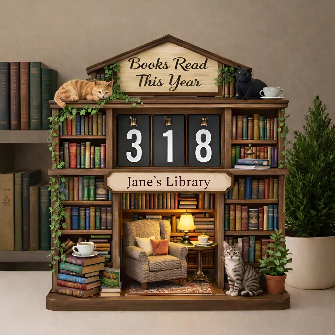 Personalized Wooden Book Tracker Sign, Cottage Bookstore Wood Sign ...