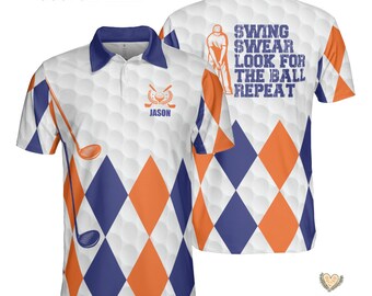 Personalized Golfing Polo Shirt All Over Print Golf Polo Shirt Gifts For Golfers American Short Sleeve Lightweight Men's Golf Shirts