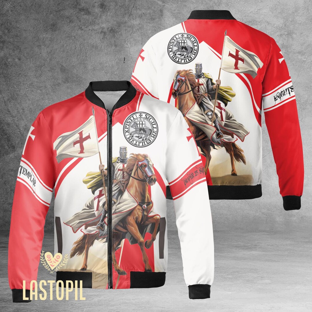 Knight Templar Son of God Bomber Jacket, Christian Baseball Jacket