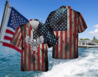 Adler amerikanische Flagge Unabhängigkeitstag Hawaiihemd 4. Juli Hawaiihemd Freiheit ist nicht frei Hemden 4