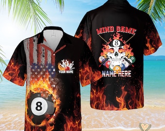Fire Flame Billiard Hawaiian Shirt, Billard Hawaii Shirt, Billiards Shirt, Pool Player Gifts, Pool Ball Shirt, Gifts For Bachelor Party