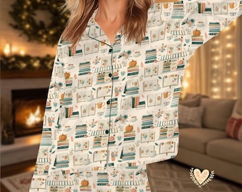 Cozy Bookworms Pajamas, Reading PJs For Women Booktrovert Satin PJs Set, Book Lover Sleepwear Set for Her, Bookish Sleepwear Book Lover Gift