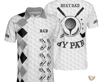 Personalized Golfing Best Dad By Par Polo Shirt All Over Print Golf Polo Shirt Gifts For Golfers Dad, Grandpa Lightweight Men's Golf Shirts