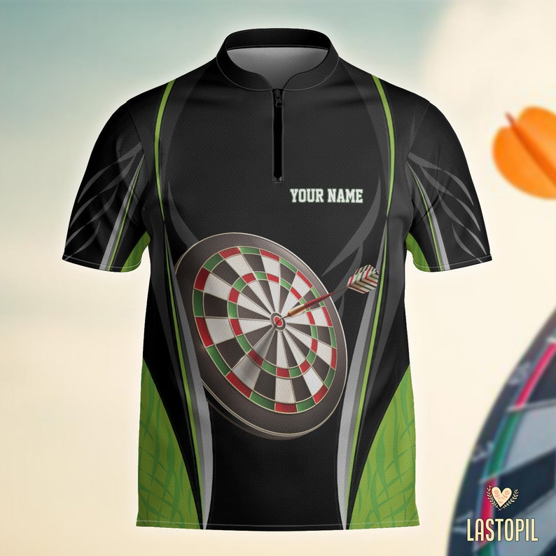Born to Play Darts Jersey, Darts Zipper Polo Jersey, Gift for Dart