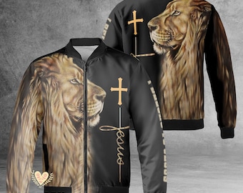 Knight Templar Lion Of Judah Bomber Jacket, Christian Baseball Jacket, Jesus Jacket for Men Women Kids, Religious Gift Christmas Gift