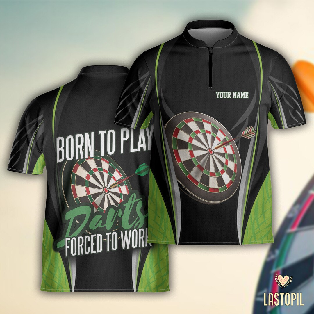 Born to Play Darts Jersey, Darts Zipper Polo Jersey, Gift for Dart