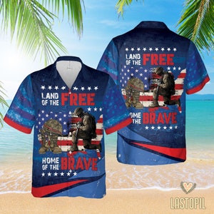 Personalized Veteran Land Of The Free Hawaiian Shirt, Soldier Shirt, Army Dad Gift, Gift For Veterans, Veterans Day Gift, Brave Military