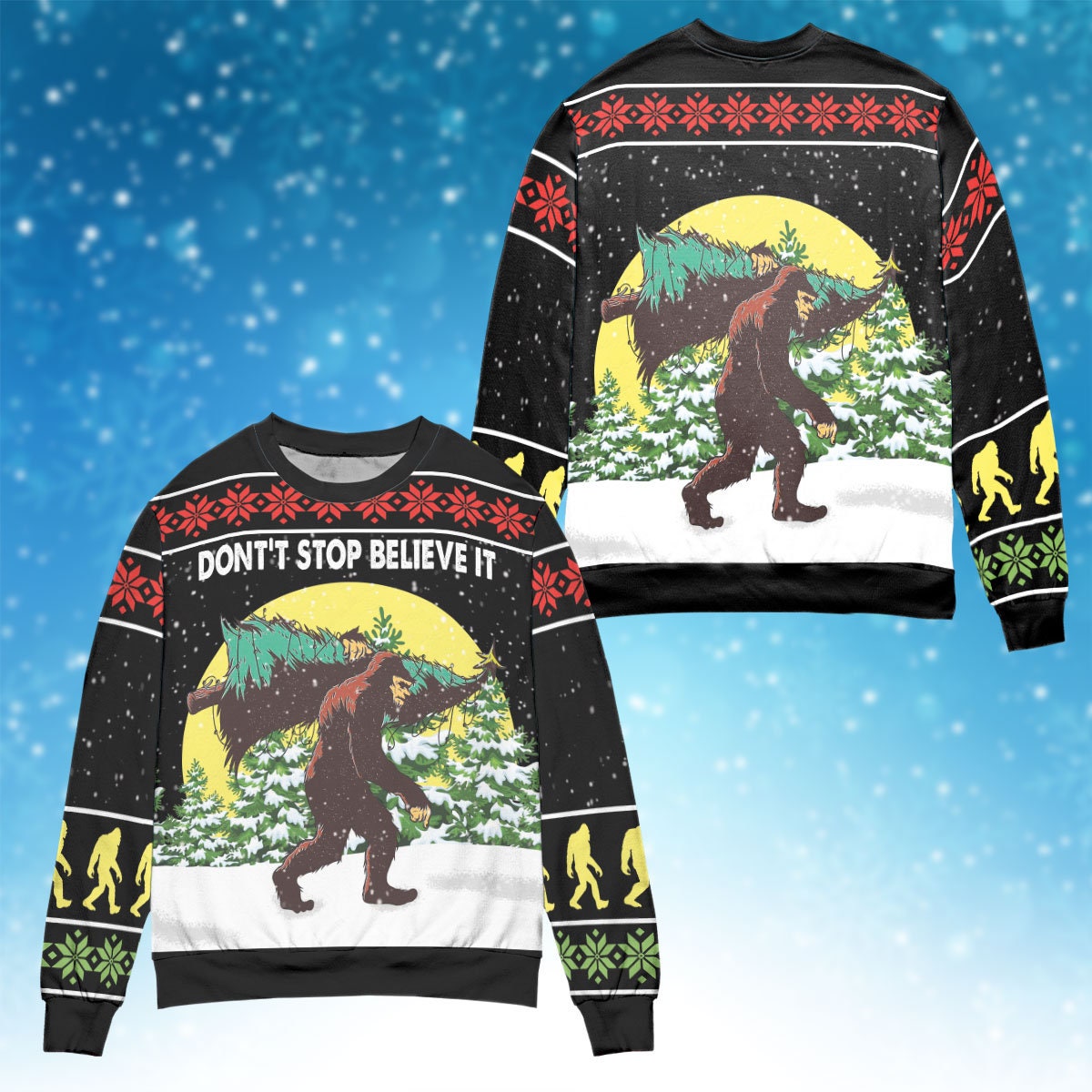 Bigfoot ugly christmas sweater hotsell