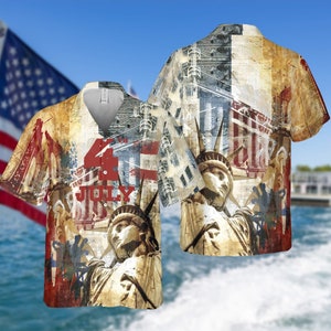 Independence Day Aloha Shirt, 4th of July Hawaiian Shirt, Freedom Isn&#39;t Free Shirts, Veteran Shirt, Patriotic Tee, USA Pride