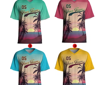 Personalized California Sunset Football Jersey Tropical Football Team Shirt Custom Jersey For Team Youth Shirt Football Player Son Gift