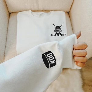 Personalized Hockey Goalie Embroidered Sweatshirt Ice Hockey Sweatshirt Hockey Player Pullover Sweatshirt Hockey Mom Shirt Hockey Shirt