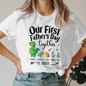 Personalized Dad Shirt With Kids Names Papasaurus T-Shirt Father&#39;s Day Gift For Grandpa and Grandkids Dinosaurs Tee Custom T-rex Shirt