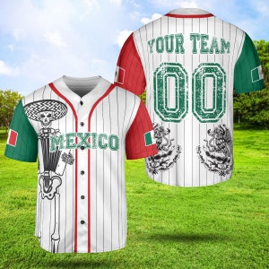 Personalized Mexico Coat Of Arms Baseball Jersey Mexican Shirt For Team Custom Mexico Jerseys Youth Shirt Kid Jersey Gift For Mexican Fiesta