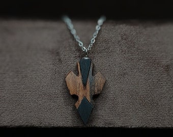 Walnut wood necklace – carved walnut wood - carved pendant - handmade necklace - handmade jewelry - Nehta