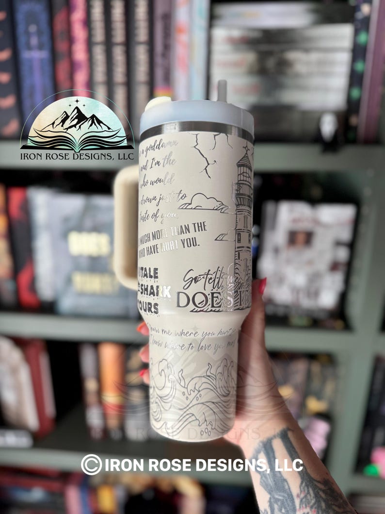 Does It Hurt Tumbler | H.D. Carlton Cup | Haunting Adeline | 40oz Engraved Tumbler | Bella Ladra | Dark Romance | Enzo Vitale | Sharks | image 5