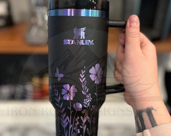 Wildflower Tumbler | Wildflowers | Floral Cup | Flower Engraved Stanley | Simple Tumbler