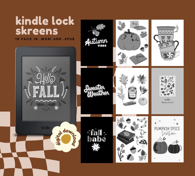 10 Fall / Autumn Kindle Lock Screens, Paperwhite Lock Screen, Kindle