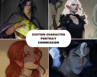 Personalized portrait Fantasy Character Art | DND Character, RPG character, Game Character Design, Digital Illustration for Gamers, OC Art