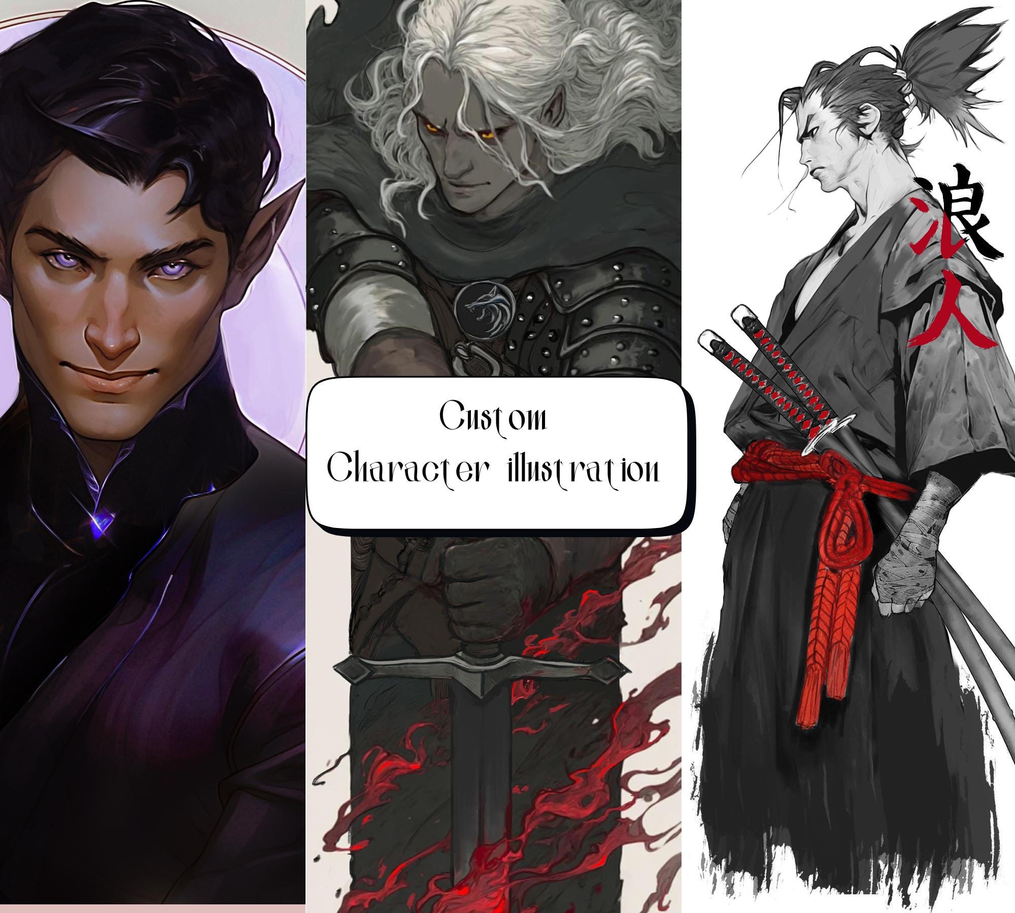 Custom Character Illustration, D&D, Original Character Art, Book Characters, Personalized OC Commission, Digital Novel Character Drawing