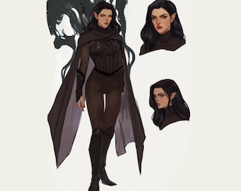 Character Art sheet. Full-body plus 2 headshots Custom Fantasy Character portrait Art | DND Character Commission, RPG art games