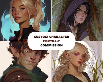 Custom Fantasy Character portrait Art | DND Character Commission, RPG, Game Character Design, Digital Illustration for Gamers, OC Art, books