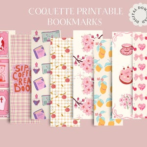 Set di 8 segnalibri stampabili / Coquette Cute Pastel / Download digitale / Regali per gli amanti dei libri / Segnalibri romantici / Soft Girl Era / Fiocchi rosa